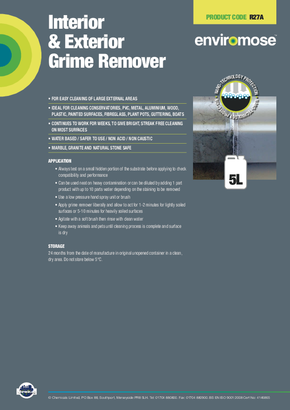 Enviromose R27A Grime Remover from Chemicals Ltd - Home of the original Paint Stripper 